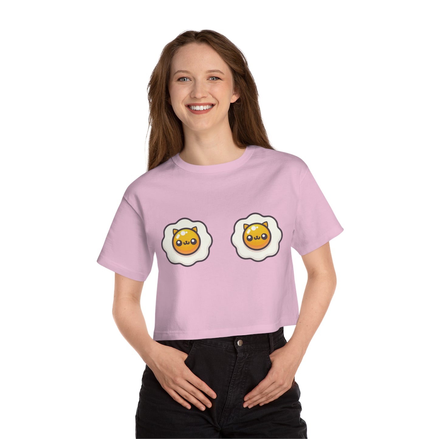 Sunny Side Cat Tiddies - Champion® Women's Heritage Cropped T-Shirt