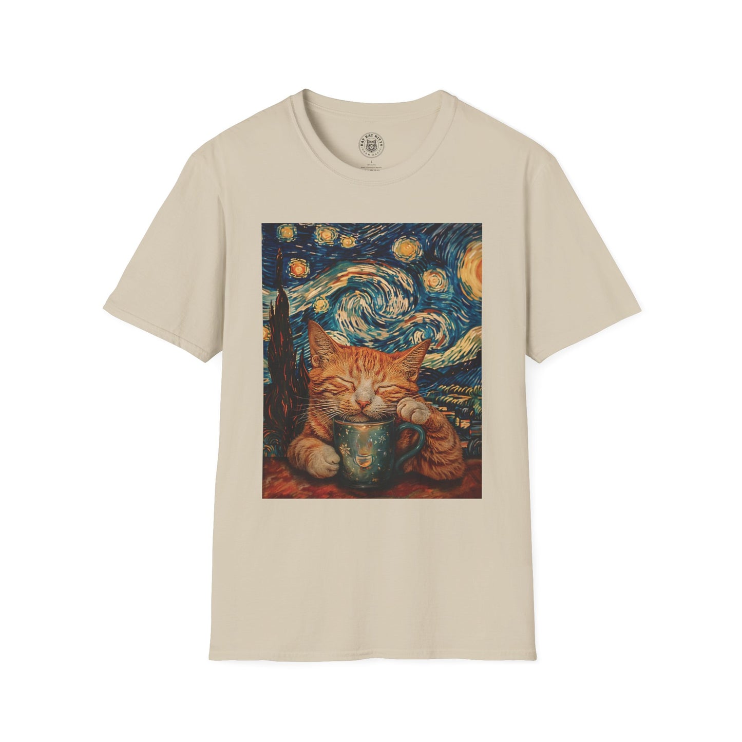 Painting The Starry Night Cat - Unisex Cat Graphic Tees | Graphic T Shirts