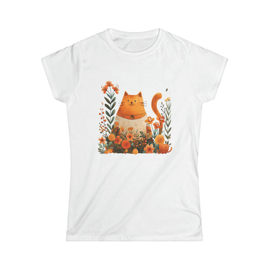 Cat and Flowers - Women's Cat Graphic Tees | Graphic T Shirts