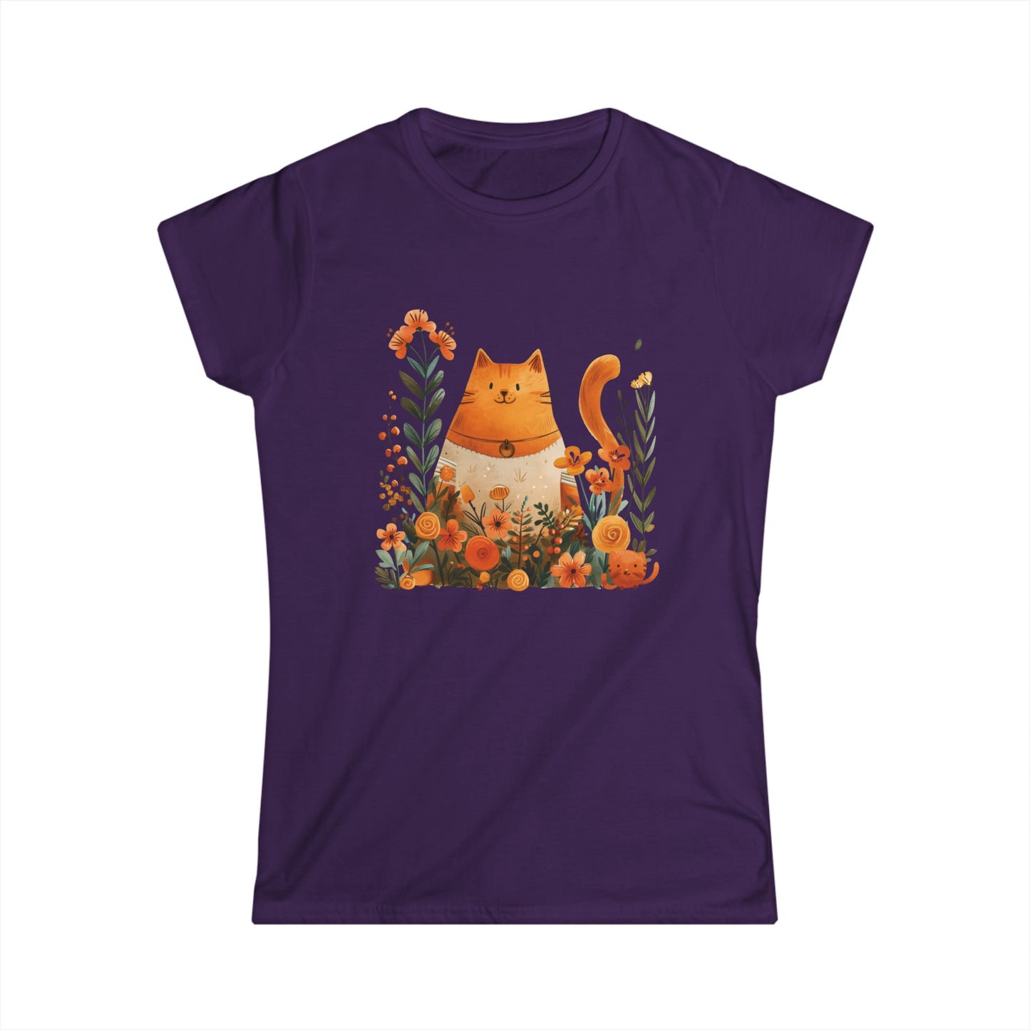 Cat and Flowers - Women's Cat Graphic Tees | Graphic T Shirts