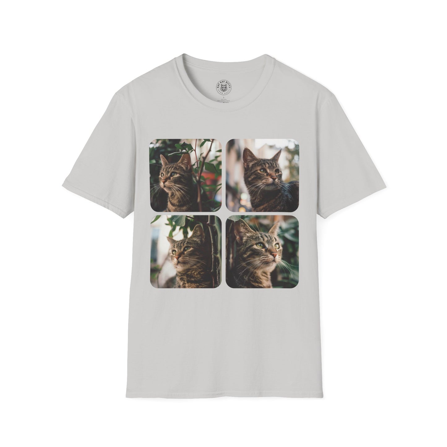 Polaroid Portrait Cat With Plants - Unisex Cat Graphic Tees | Graphic T Shirts