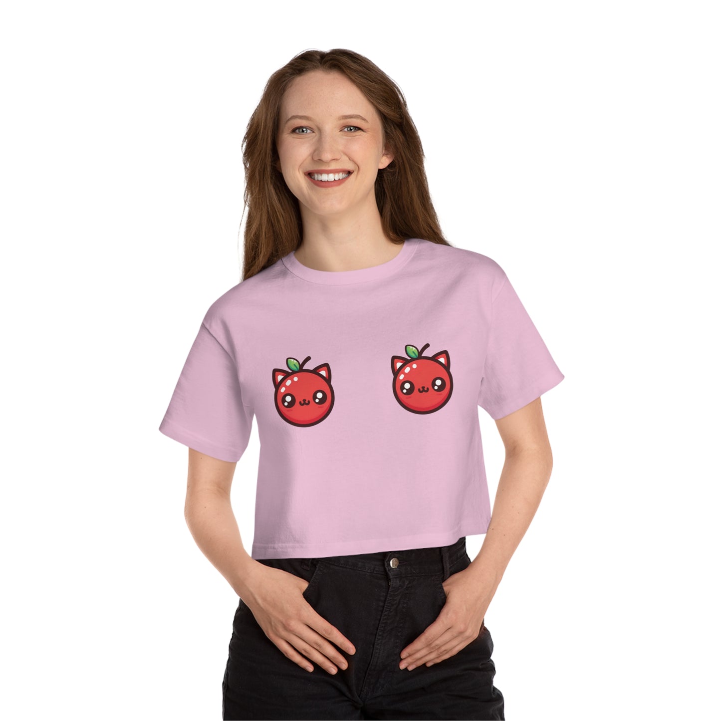 Cherries Cat Tiddies - Champion® Women's Heritage Cropped T-Shirt