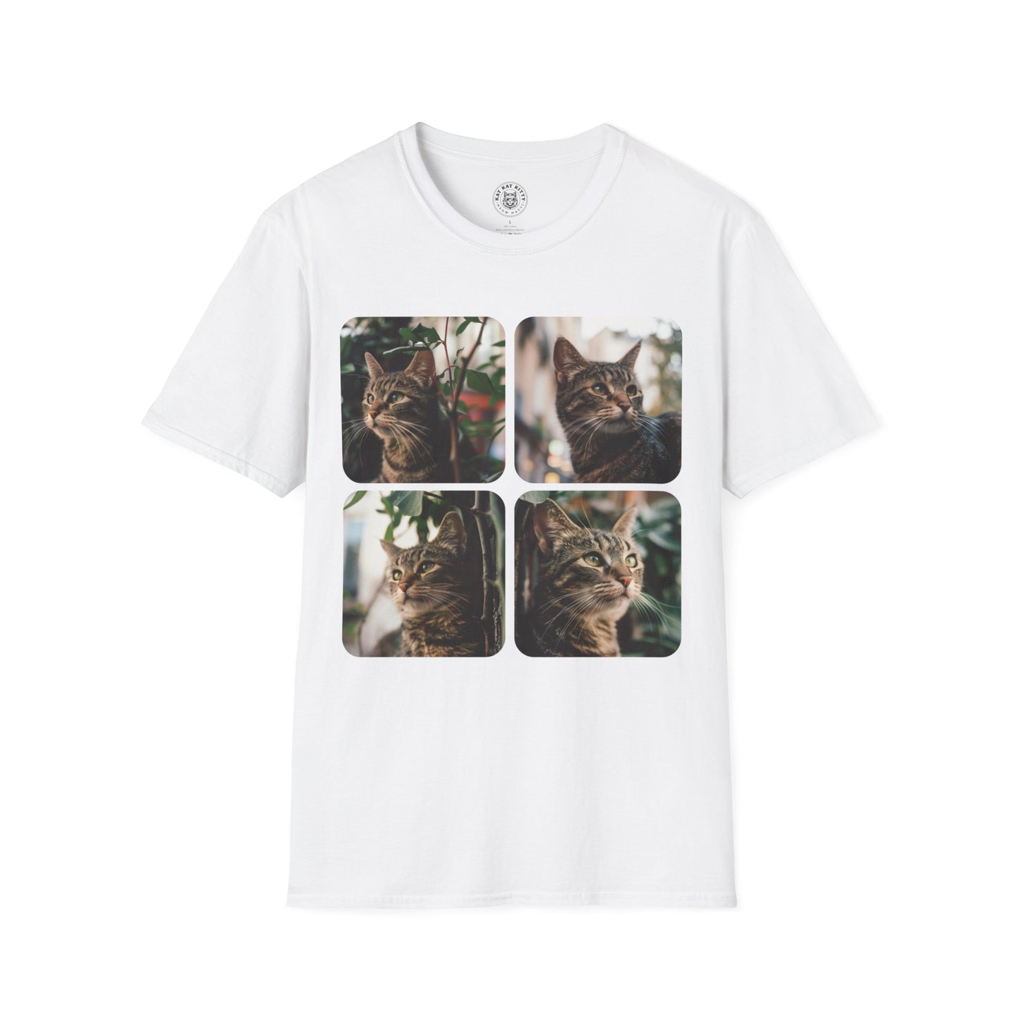 Polaroid Portrait Cat With Plants - Unisex Cat Graphic Tees | Graphic T Shirts