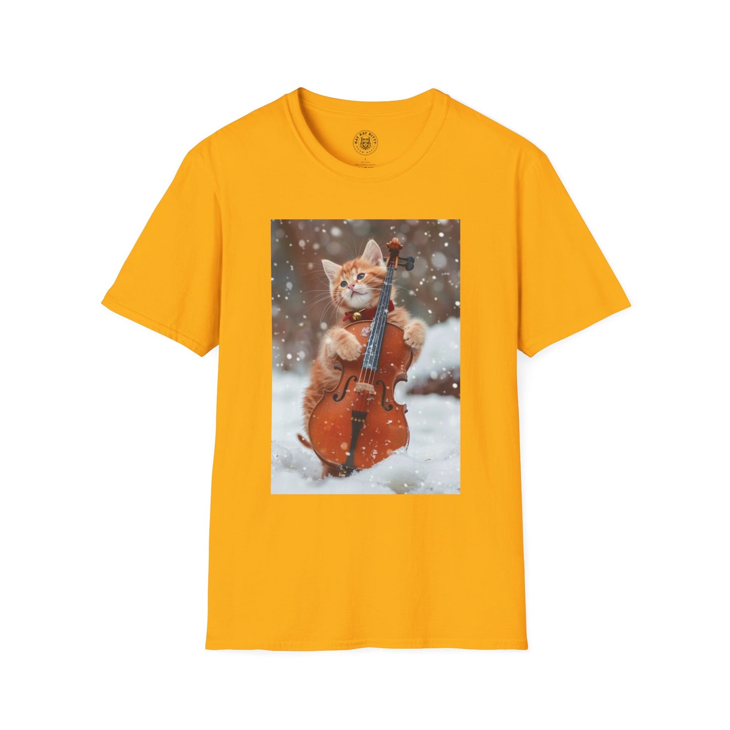 Picture Of A Cat And A Violin - Unisex Cat Graphic Tees | Graphic T Shirts