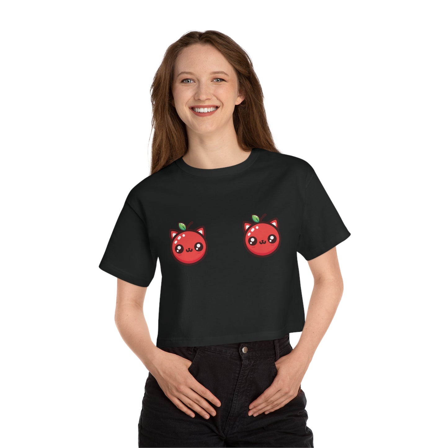 Cherries Cat Tiddies - Champion® Women's Heritage Cropped T-Shirt