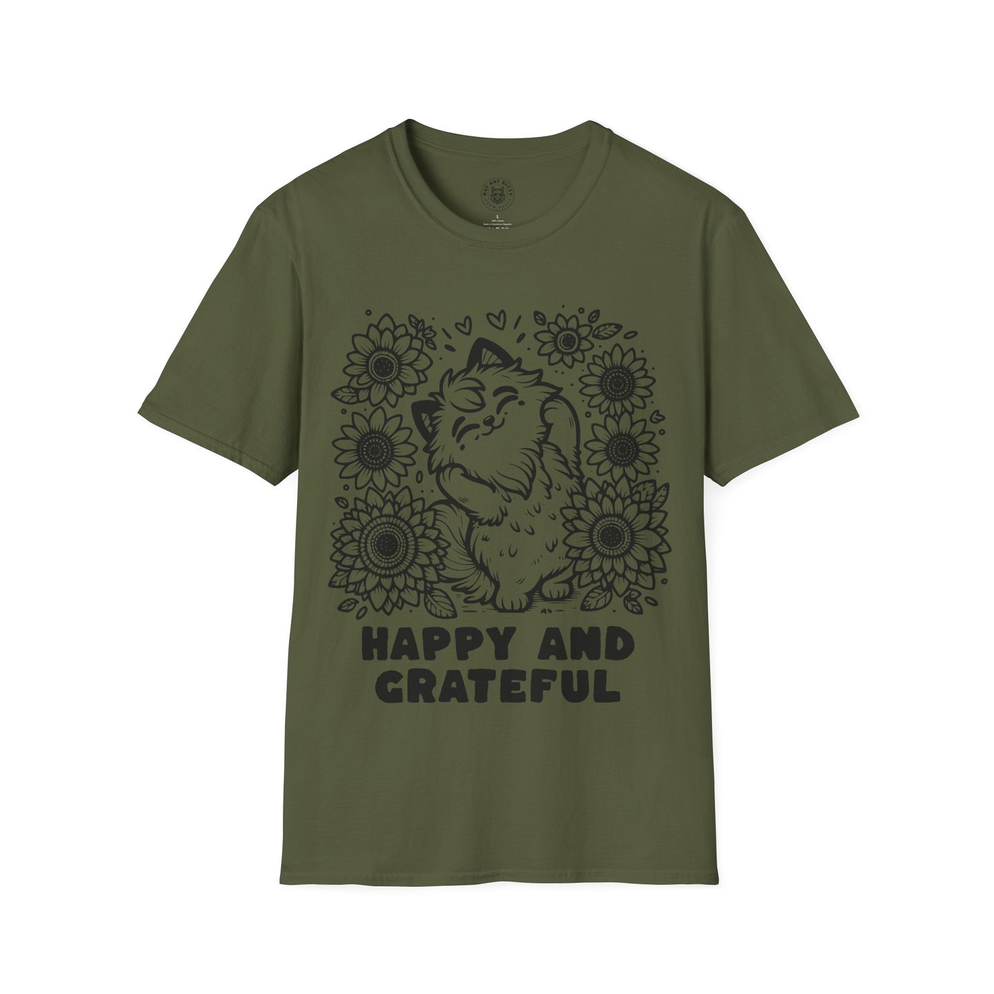 Happy And Grateful - Unisex Cat Graphic Tees | Graphic T Shirts