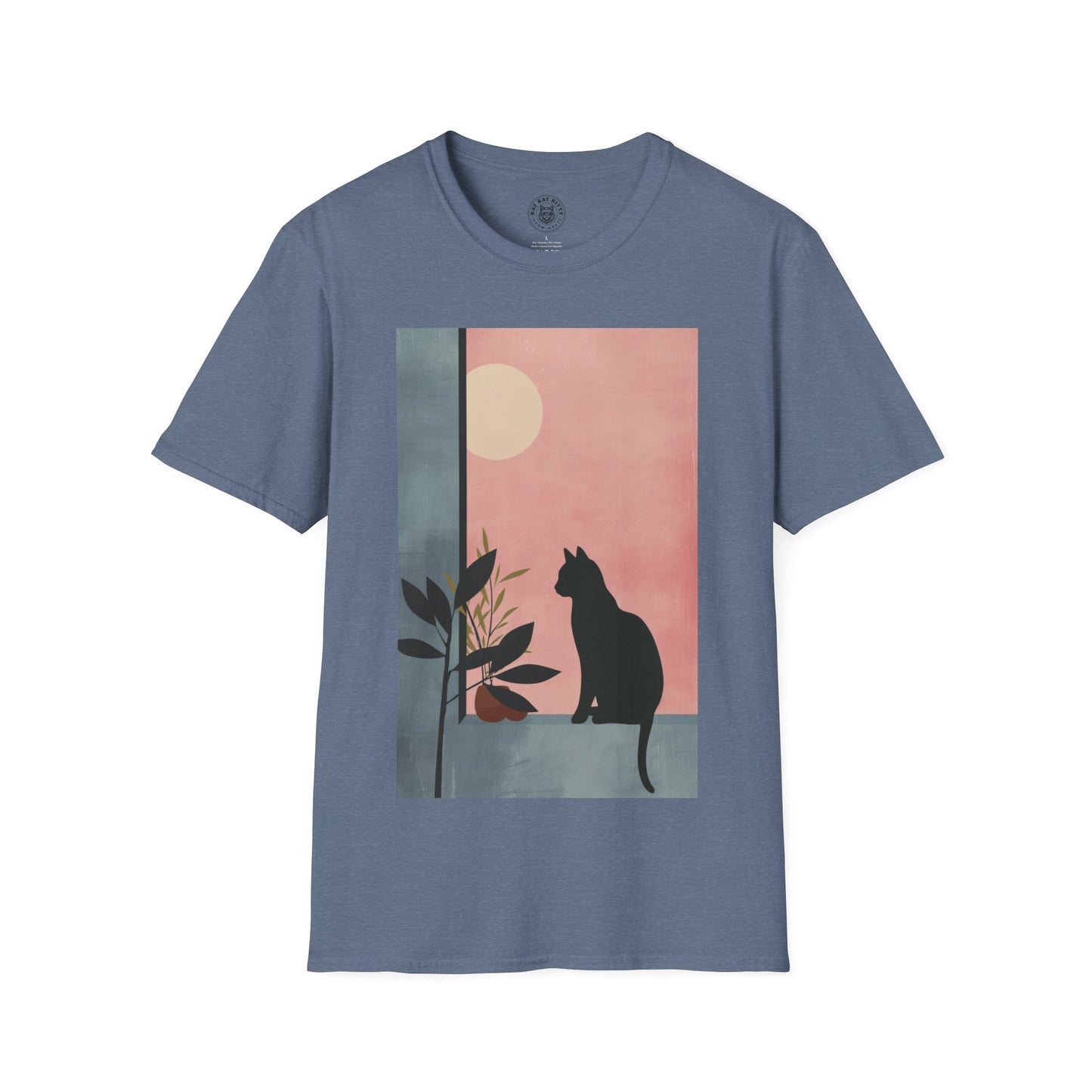 Painting Minimal Pastel Black Cat - Unisex Cat Graphic Tees | Graphic T Shirts