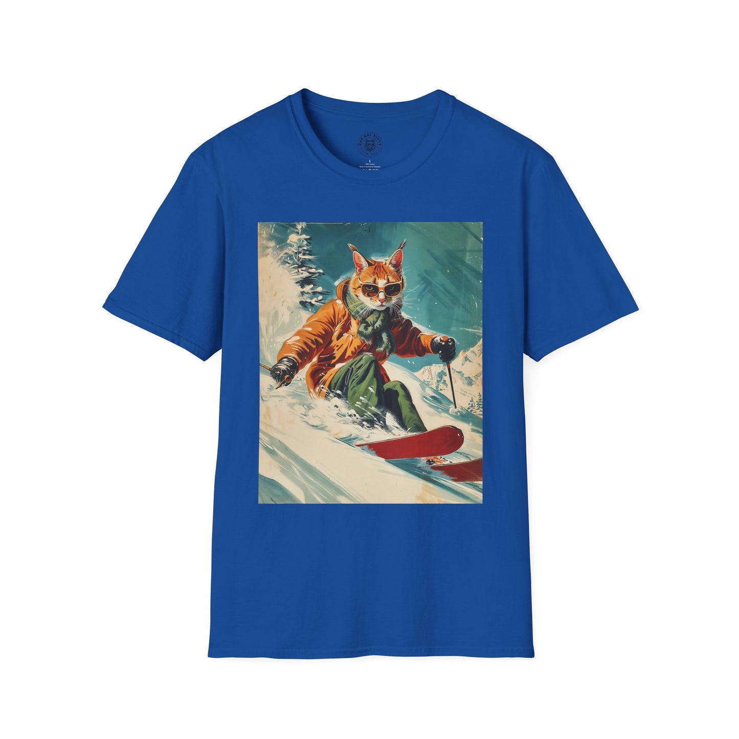 Painting 50´s Snowboarding Cat - Unisex Cat Graphic Tees | Graphic T Shirts