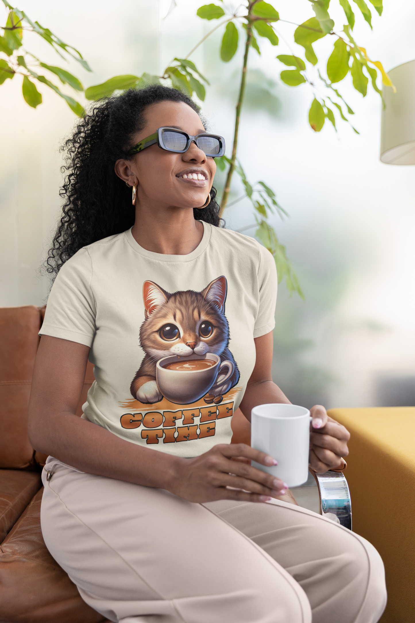 Coffee Time - Unisex Cat Graphic Tees | Graphic T Shirts