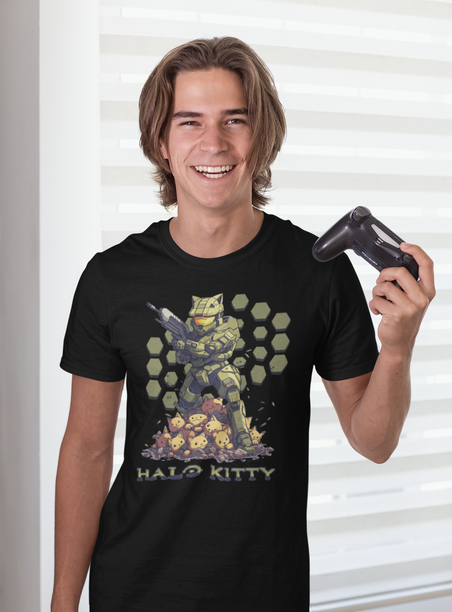 Halo Kitty - Unisex Cat Graphic Tees | Graphic T Shirts