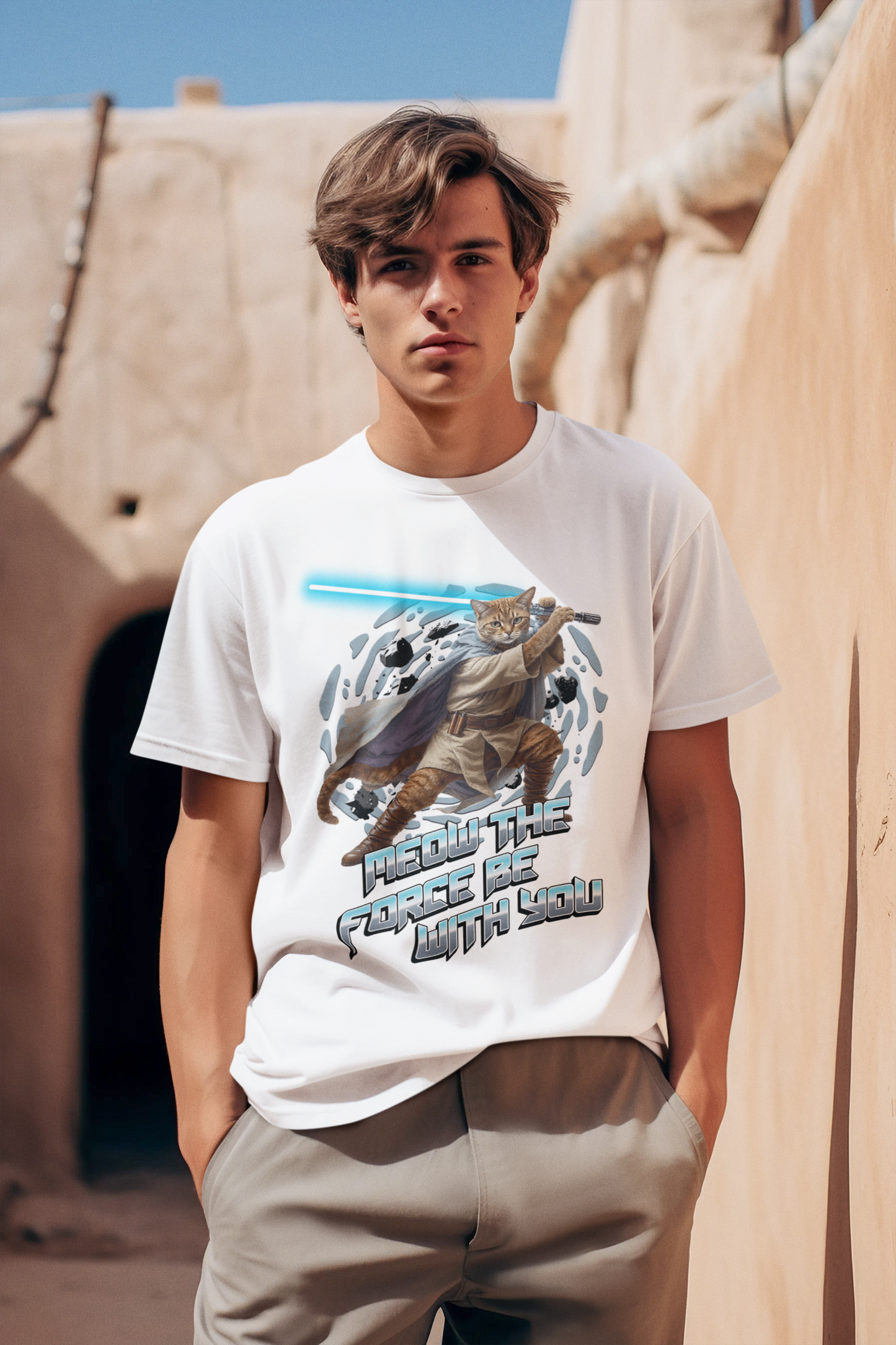 Meow The Force Be With You - Unisex Cat Graphic Tees | Graphic T Shirts